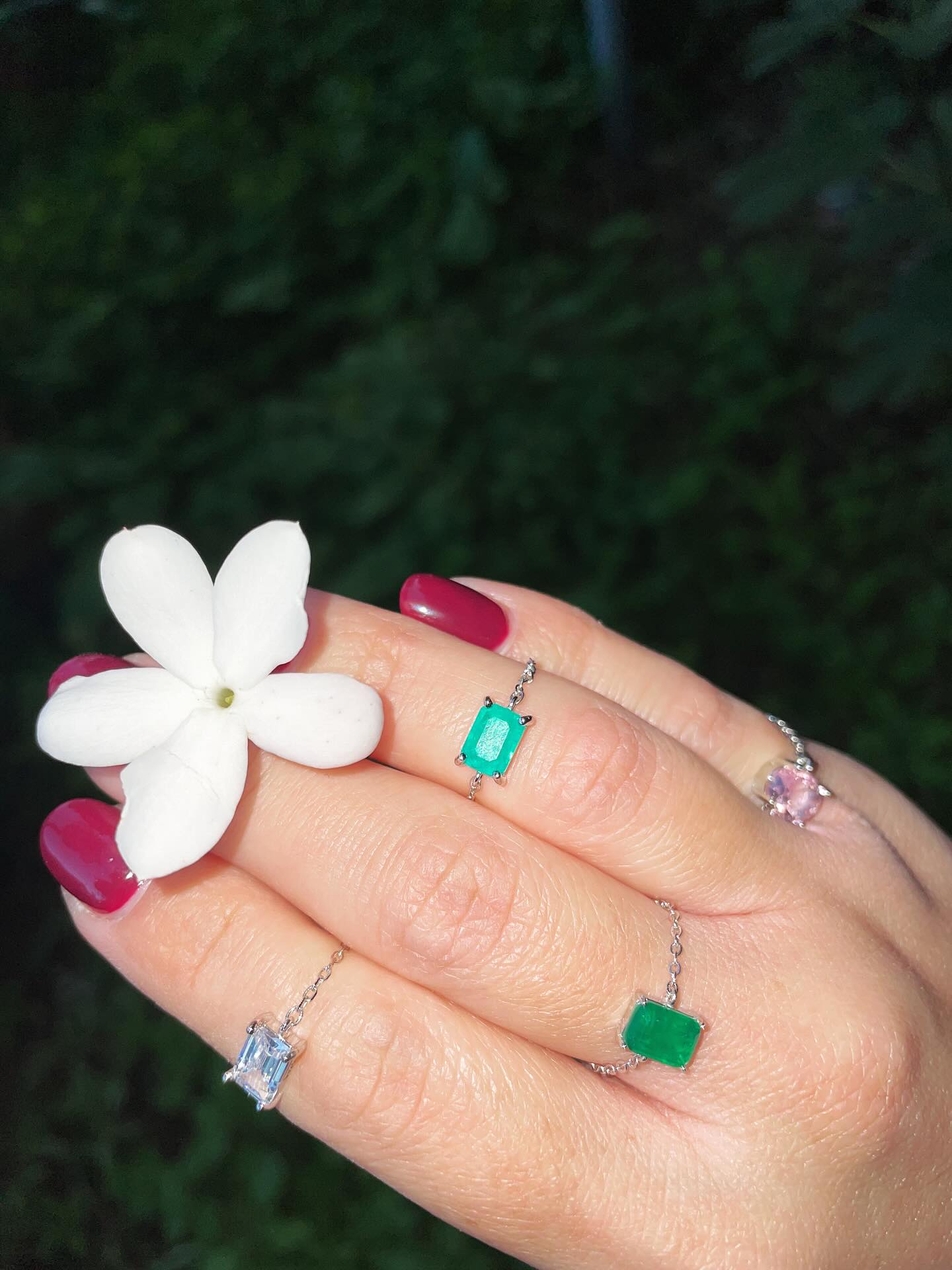 Tourmaline – Anello Regolabile a Catena 925  con Tormalina Naturale