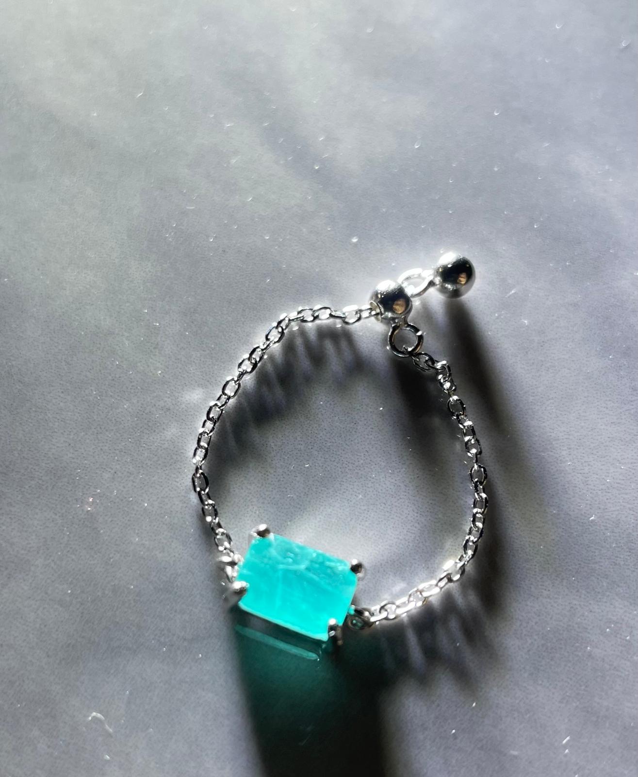 Tourmaline – Anello Regolabile a Catena 925  con Tormalina Naturale