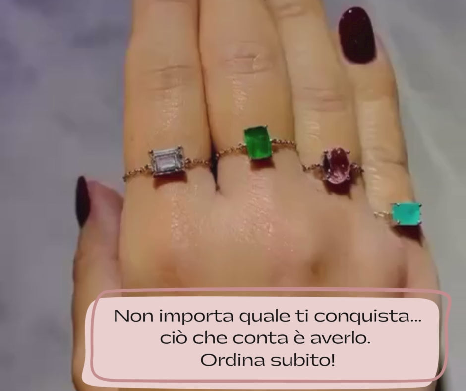 Tourmaline – Anello Regolabile a Catena 925  con Tormalina Naturale